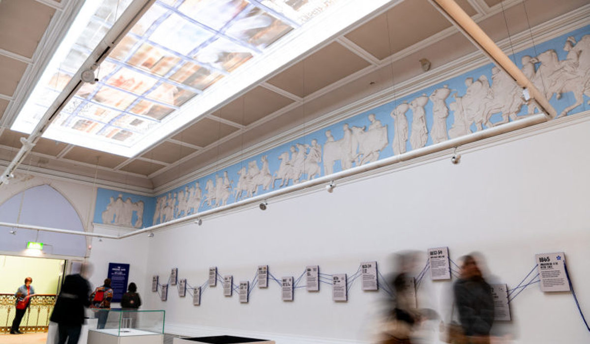 Penistone Cloth projection piece installed in Blackburn Museum