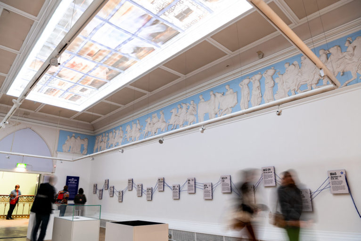 Penistone Cloth projection piece installed in Blackburn Museum