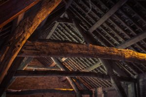 Interior roof shot inside the Cruck Barn