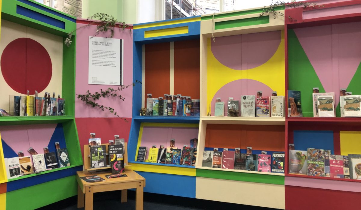 Small Bells Ring Mural and pop up library installed in Accrington Library during BTB21