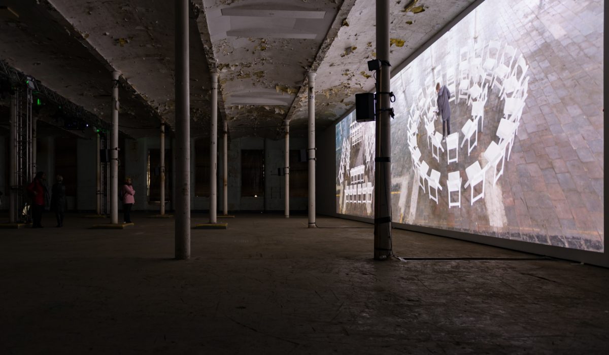 The Circle and The Square installed at Brierfield Mill during Fabrications in 2017