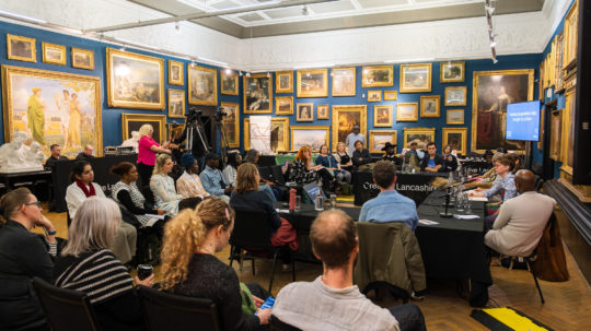 Artists discussing their practice during a Conversation in Creativity event.