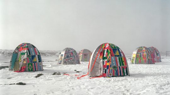 Tents created by Lucy & Jorge Orta set up in an Antarctic Village in 2007